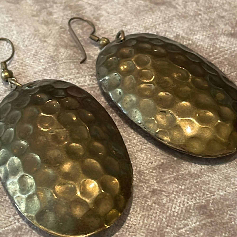 Brass Honeycomb Puffy Earrings